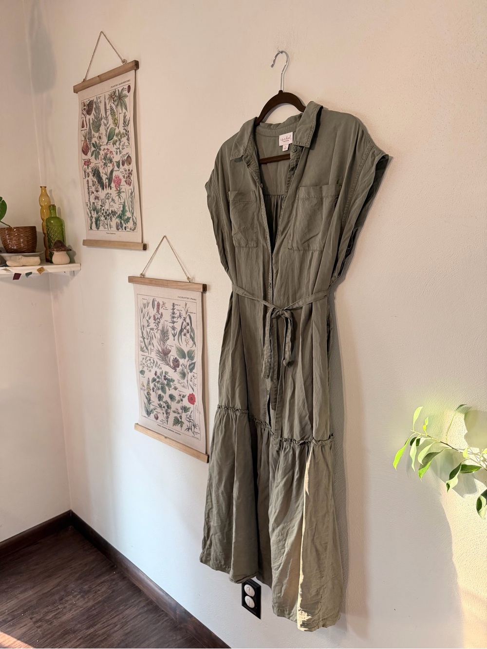 Isabel Maternity by Ingrid & Isabel - Large - Olive Green Maxi Shirt Dress